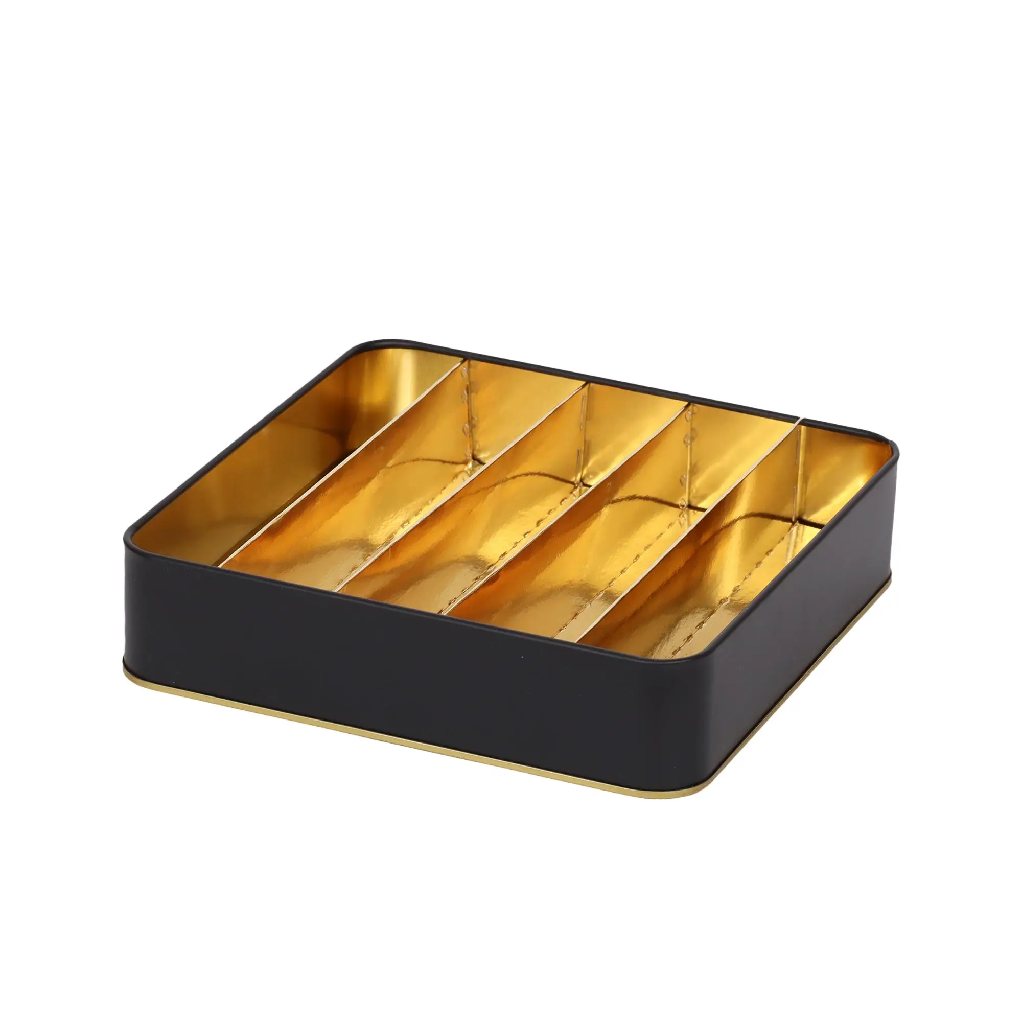 5 Bölmeli Metal Kutu Seperatörü Gold 19,2x19,2x4,5 cm - 10 Adet