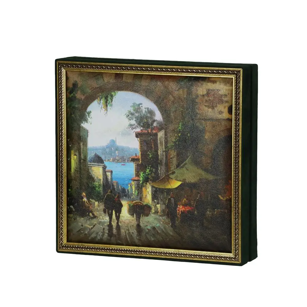 Eski İstanbul Tablo Çikolata Kutusu Takımı 49 Bölmeli 33X33 cm