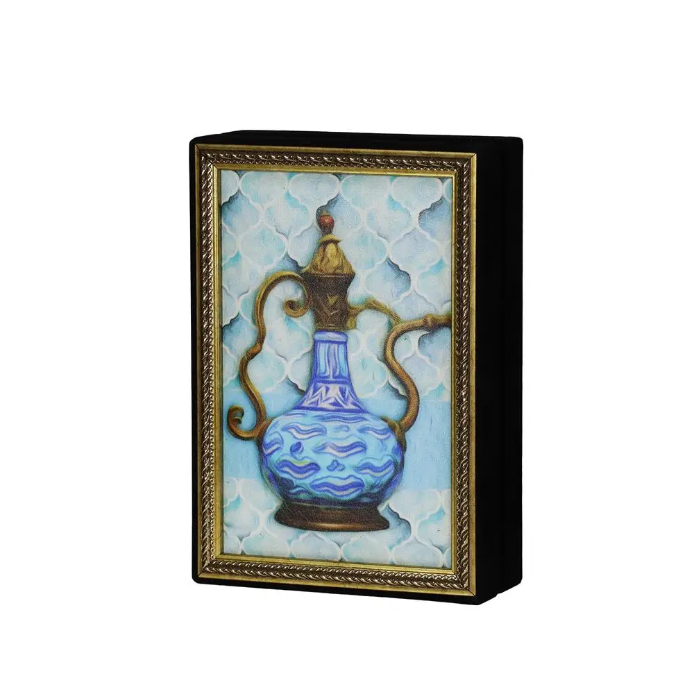 Mavi İbrik Tablo Çikolata Kutusu Takımı 24 Bölmeli 20x29 cm