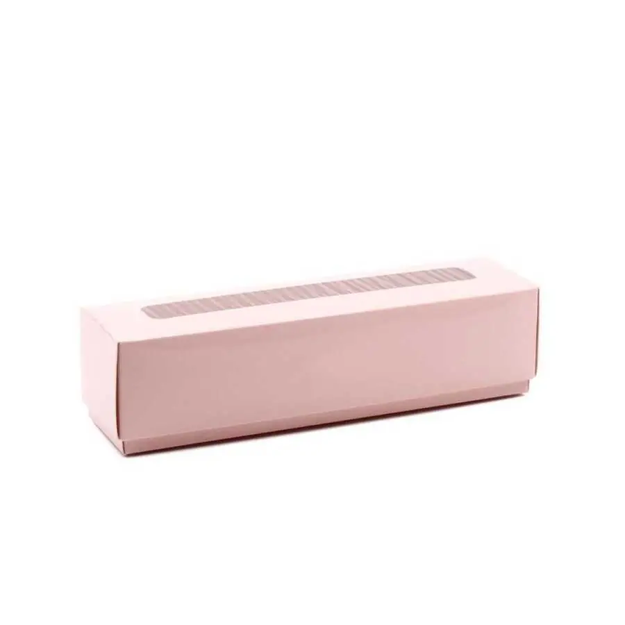 Montajsız Kapaklı Makaron Kutusu Pembe 5x20x5 cm - 50 Adet